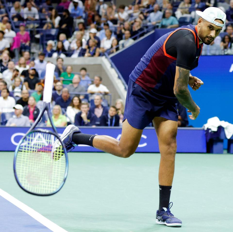 Nick Kyrgios - Watch: Nick Kyrgios smashes two rackets after crashing out of US Open at hands of Karen Khachanov - EPA