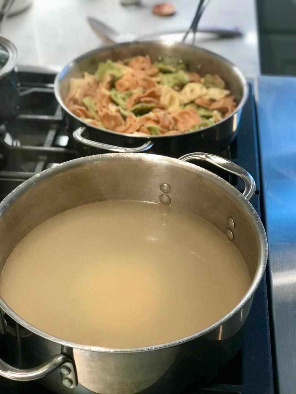 Use the valuable leftover pasta cooking water or “liquid gold” to help emulsify sauces and boost flavor, according to Glorioso’s Italian Market.