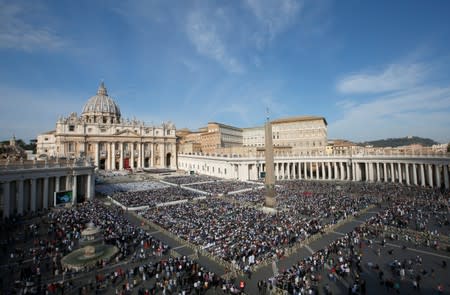 Pope Francis leads a Mass for the canonisation of five persons at the Vatican