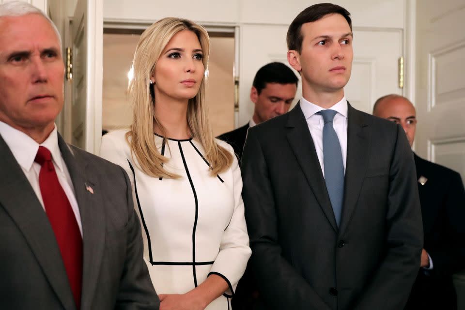 Ivanka and her husband were forced to land after one of their helicopter's engine failed. Photo: Getty