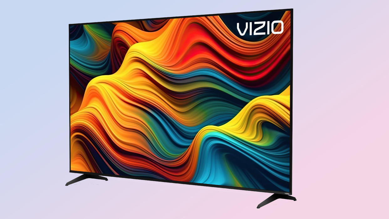  The Vizio 4K TV on a pink background. 