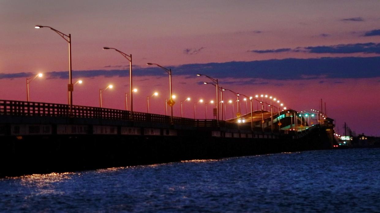 Sunrise over the Thomas A. Mathis Bridge going over to Ocean County’s northern barrier island from Toms River, during the summer of 2020, when most businesses were ordered closed at the height of the COVID-19 pandemic.