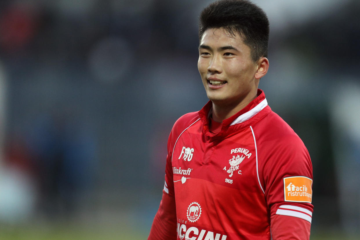 Kwang Song Han del A.C. Perugia 1905 durante el partido de la Serie B italiana 2018/2019 entre Ascoli Calcio 1898 FC y A.C. Perugia 1905 en el Estadio Cino e Lillo Del Duca el 26 de enero de 2019 en Ascoli Piceno, Italia. (Foto: Danilo Di Giovanni/Nur via Getty Images)