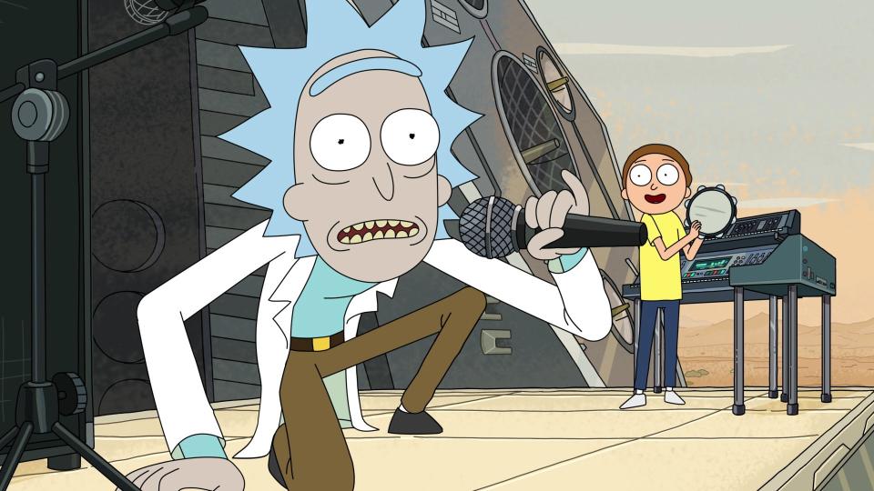 <p> For a show that loves to experiment, Rick and Morty hasn’t dived through the musical portal as often as you’d hope. "Get Schwifty", then, stands out as one of the series’ more unique episodes. </p> <p> Just after an earthquake conveniently hits the Grammy Awards, killing hundreds of musicians, a race known as the Cromulons requests that Earth takes part in an intergalactic singing competition. It's up to Rick, Morty, and, Ice-T (obviously) to create a tune and win the X-Factor-type contest. "Get Schwifty" is the name of the show-stopping song, and its juvenile lyrics are still catchy. Now, all together: "You gotta get schwifty..." </p>