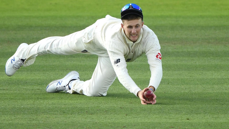 Joe Root, pictured here taking the controversial catch. (Photo by Stu Forster/Getty Images)