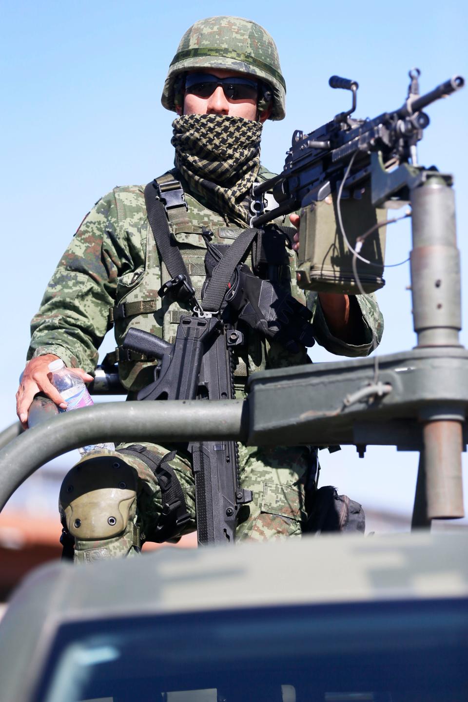 Mexican military troops patrol the border with El Paso, Texas, on June, 20, 2019. File art.