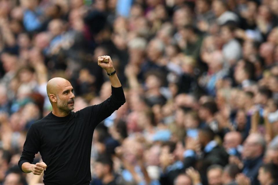 Happy days | Guardiola has an almost fully-fit squad to choose from: AFP/Getty Images/Paul Ellis