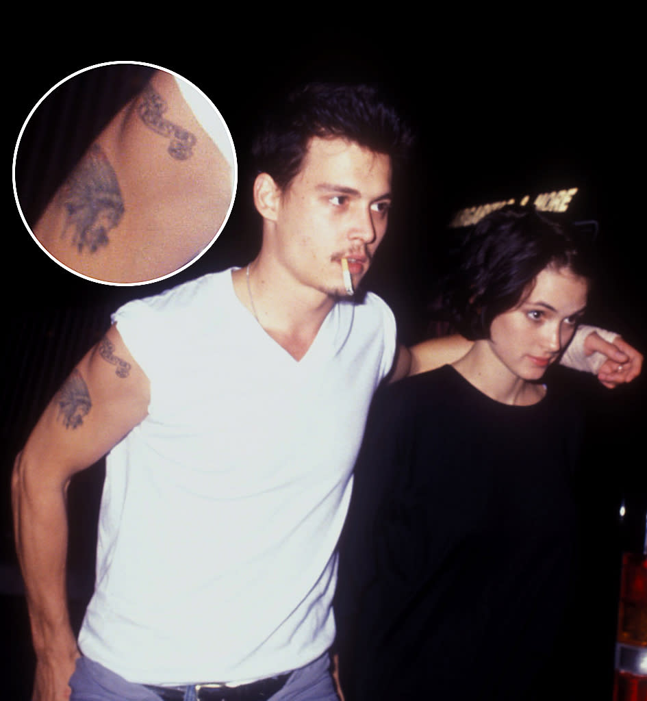 Winona Ryder may not have been forever for Johnny Depp, but the tattoo that he got in honor of his former fiancée is ... kind of. After the two split in 1993, the actor changed the teeny-tiny banner on his arm to "Wino Forever," so we hope Depp at least still enjoys wine.