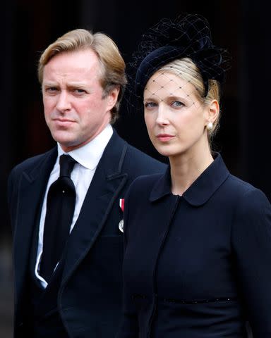 <p>Max Mumby/Indigo/Getty</p> Thomas Kingston and Lady Gabriella at Queen Elizabeth's funeral on Sept. 19, 2022