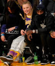<p>JoJo Siwa shows her fandom at the Los Angeles Lakers vs. Phoenix Suns game at the Staples Center in Los Angeles on Dec. 21.</p>