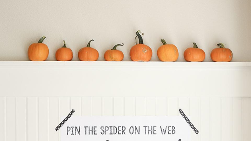 pin the spider on the web halloween activity