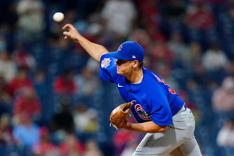 Chicago Cubs’ Michael Rucker pitches during the fourth inning against the Philadelphia Phillies, Thursday, Sept. 16, 2021.