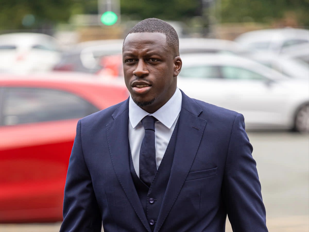 Manchester City footballer Benjamin Mendy arrives at Chester Crown Court (PA)