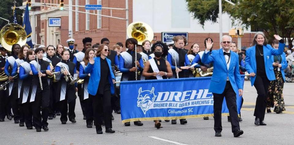 The Dreher High School marching band.