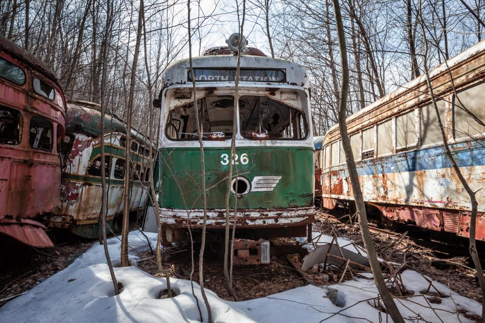 <p>Abandoned trolley graveyard in Pennsylvania. (Photo: Abandoned America/Caters News) </p>