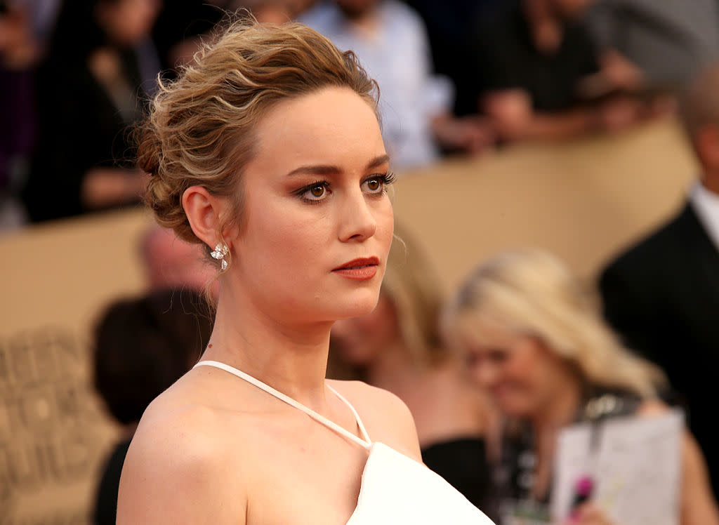 Brie Larson’s funky all-white dress is giving us trendy wedding dress goals