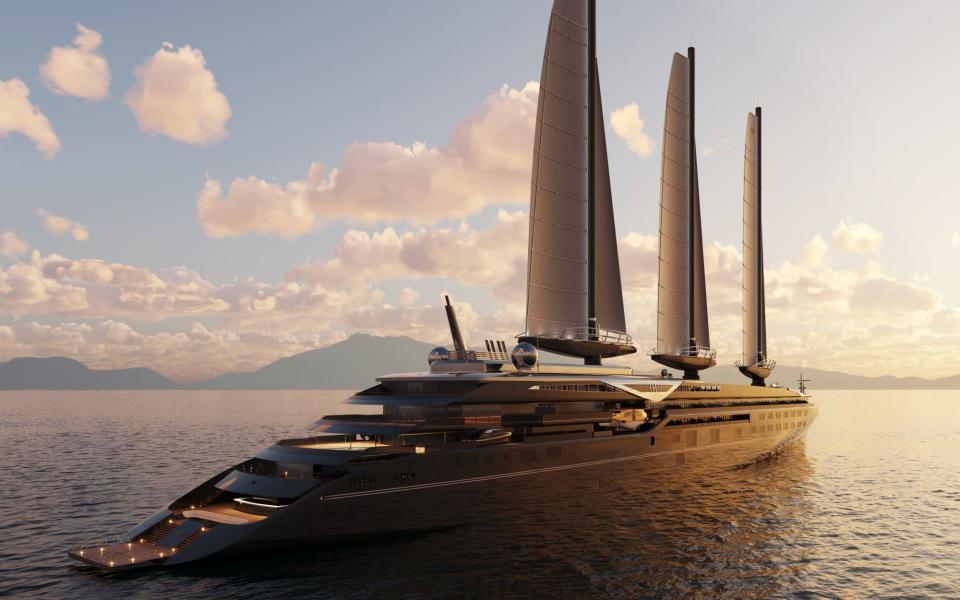 The ultra-modern 722ft Orient Express Silenseas will have 54 suites and be wind-powered