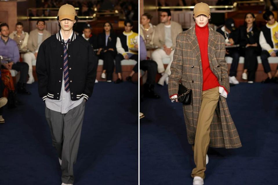 Hilfiger’s show was a masterclass in oversized layering of preppy cable knits, tartans, and varsity kit.
