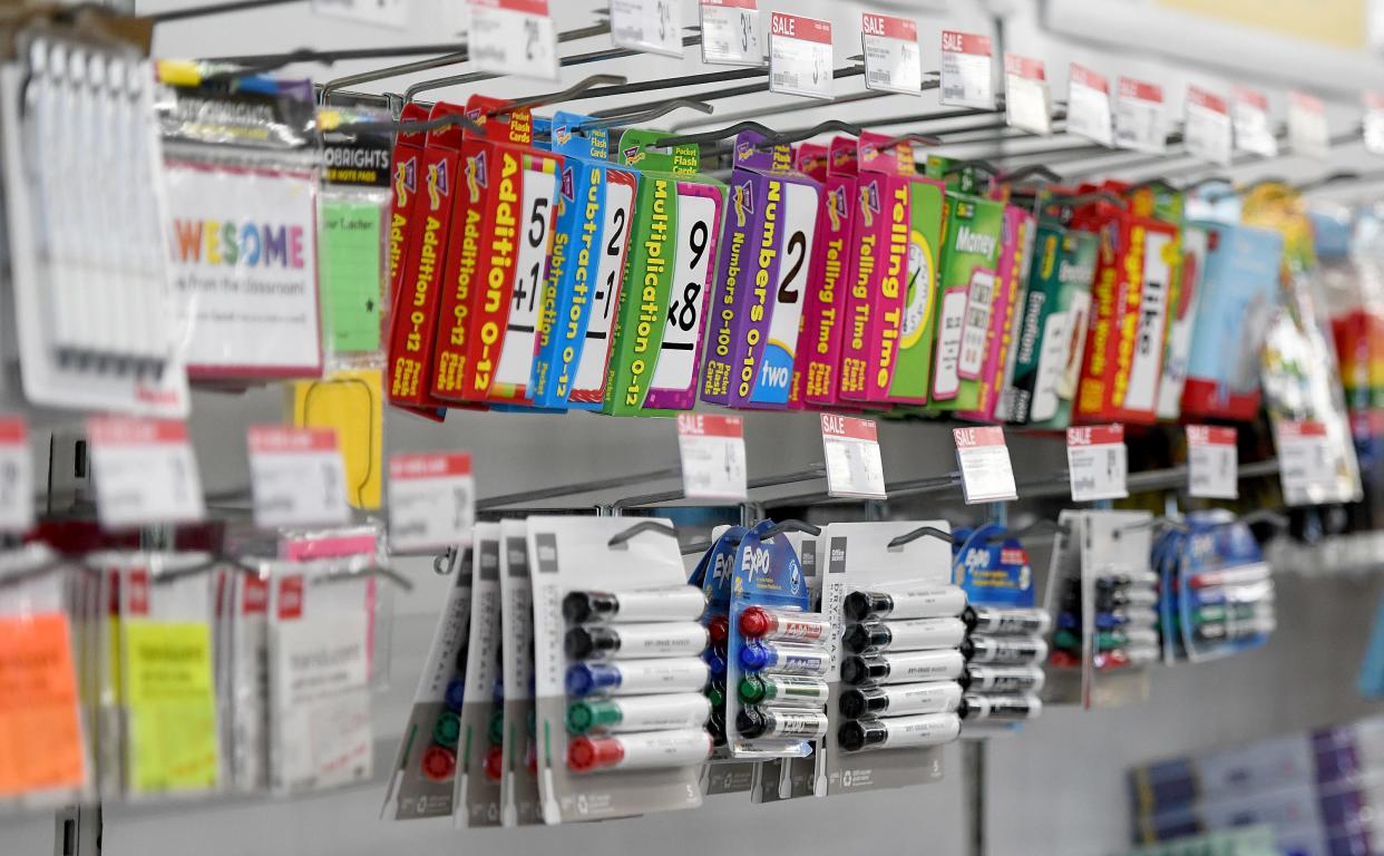 The shelves of Office Max in Jackson Township are stocked in preparation for Ohio's sales tax-free weekend, which is Friday through Sunday.