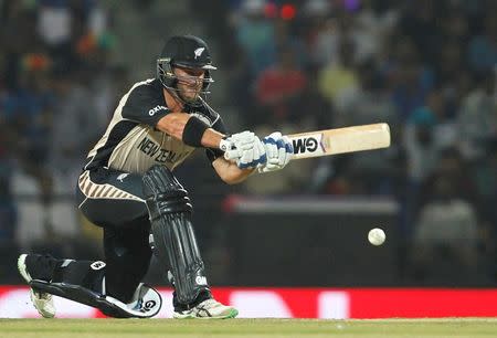 Cricket - New Zealand v India - World Twenty20 cricket tournament - Nagpur, India, 15/03/2016. New Zealand's Corey Anderson plays a shot. REUTERS/Danish Siddiqui