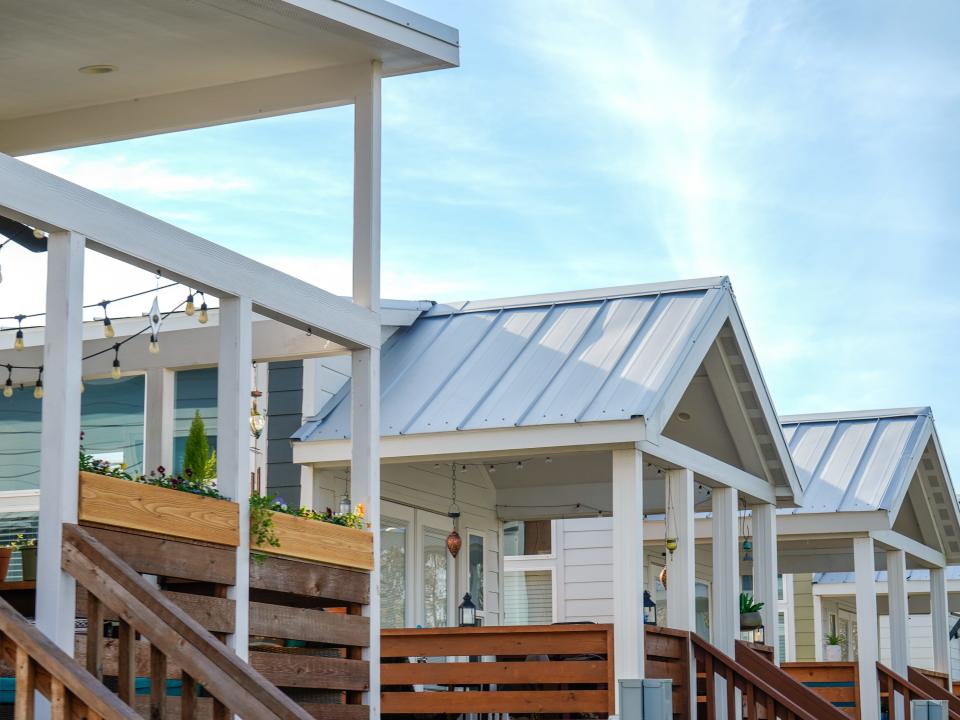 three tiny home patios