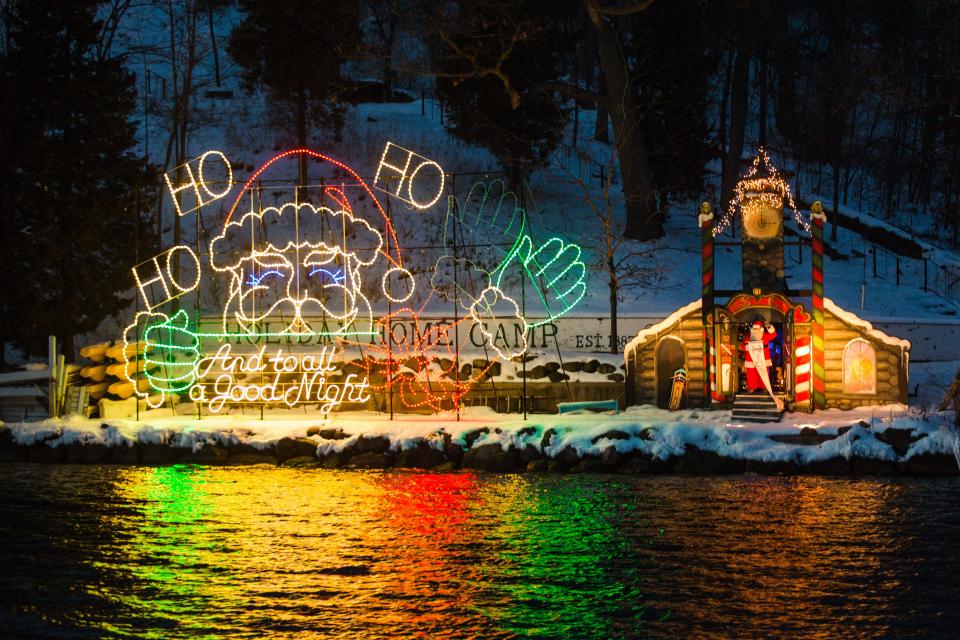 Santa waves to passengers on the Santa Cruise on Geneva Lake. The cruises are offered in November and December from Lake Geneva Cruise Line out of Williams Bay.