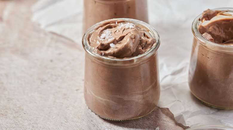 mousse with salt in jar