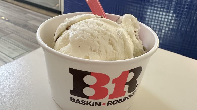 Nutty coconut ice cream in cup