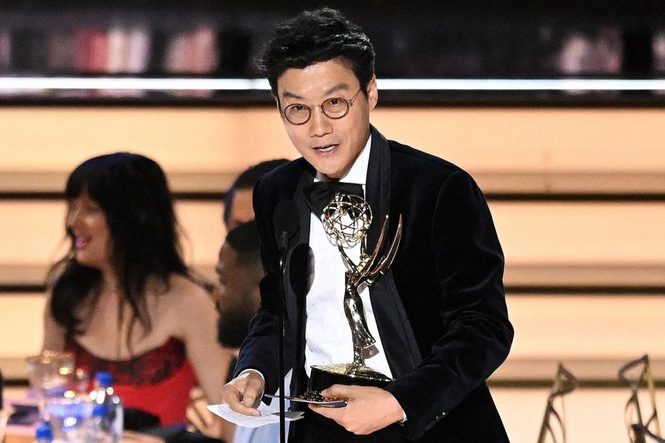 South Korean director Hwang Dong-hyuk accepts the award for Outstanding Directing For A Drama Series for "Squid Game" onstage during the 74th Emmy Awards at the Microsoft Theater in Los Angeles, California, on September 12, 2022.