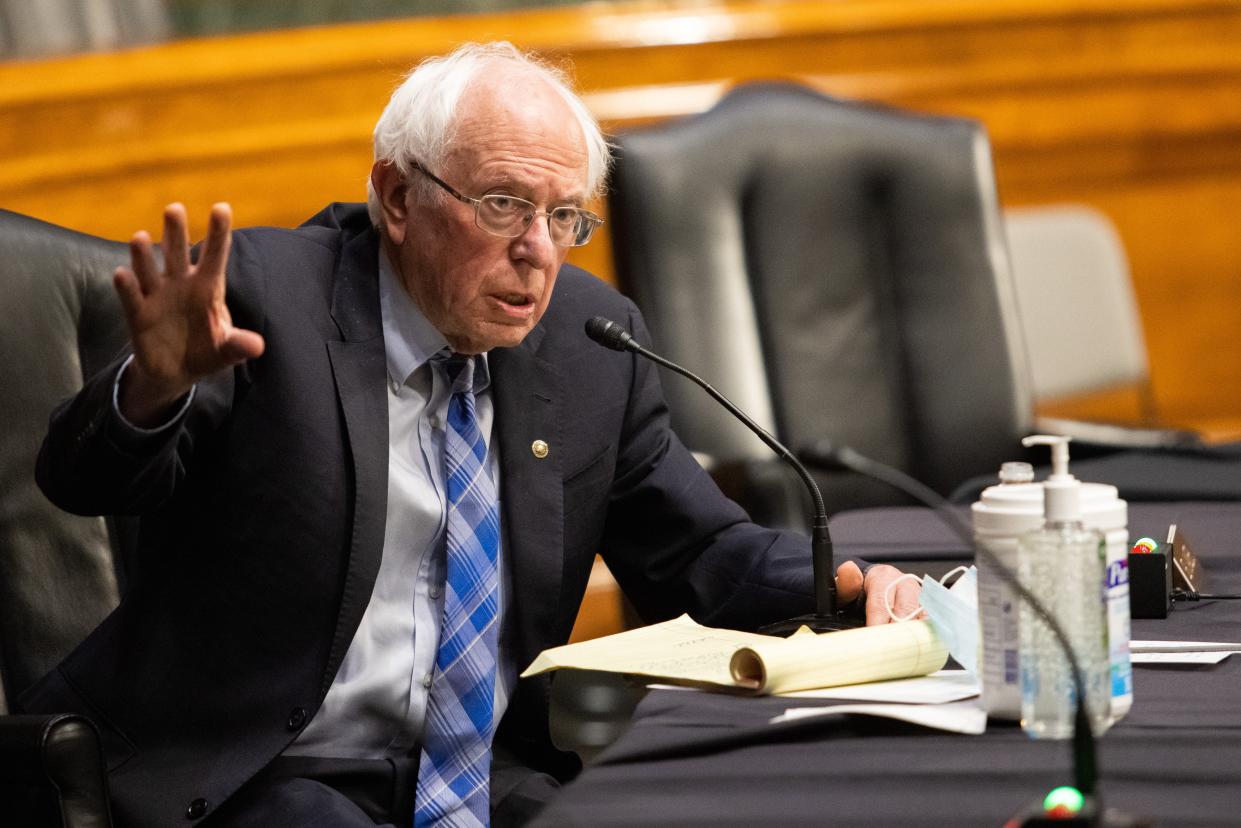 Bernie Sanders (I-VT) speaks during the confirmation hearing for Secretary of Energy nominee Jennifer Granholm before the Senate Committee on Energy and Natural Resources on Capitol Hill (Getty Images)