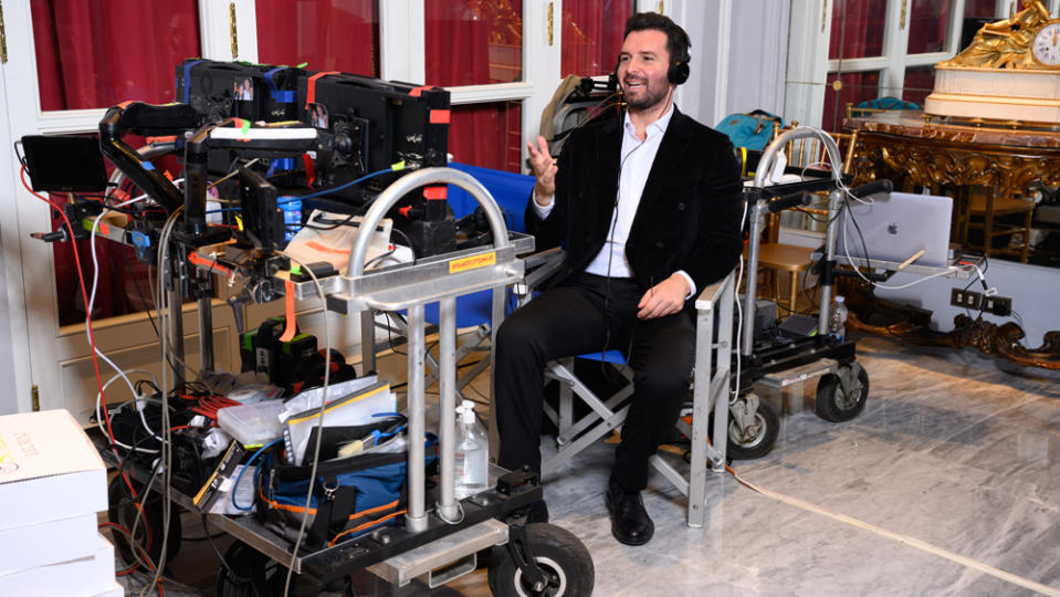 Producer Andrea Iervolino on the set of "Lamborghini: The Man Behind the Legend".
