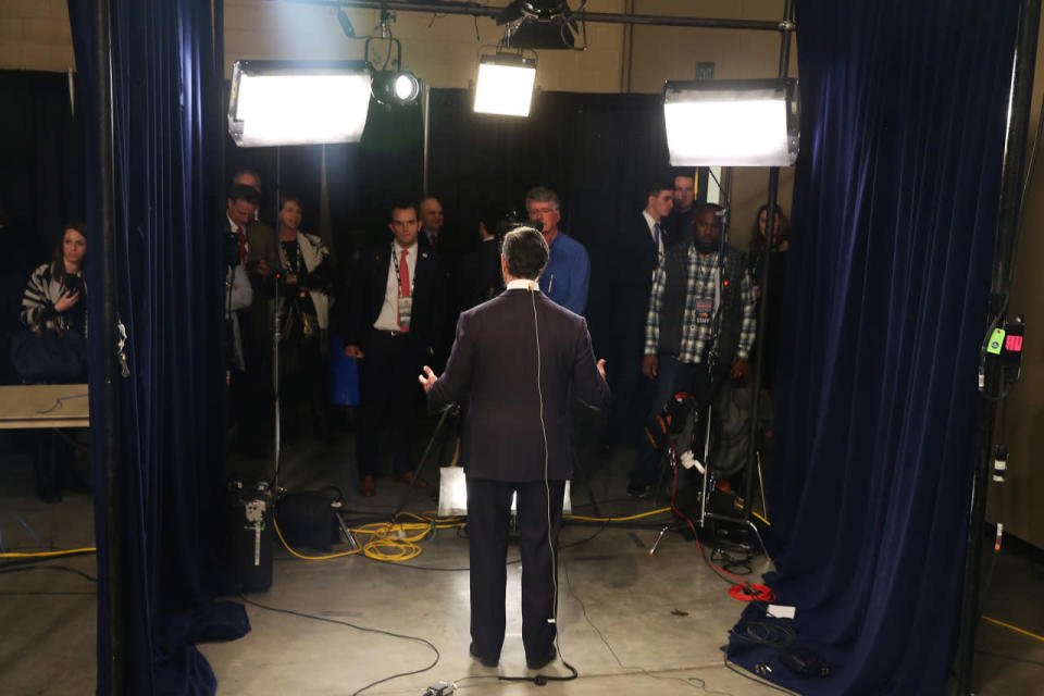 Rick Santorum gets the spotlight in the spin room