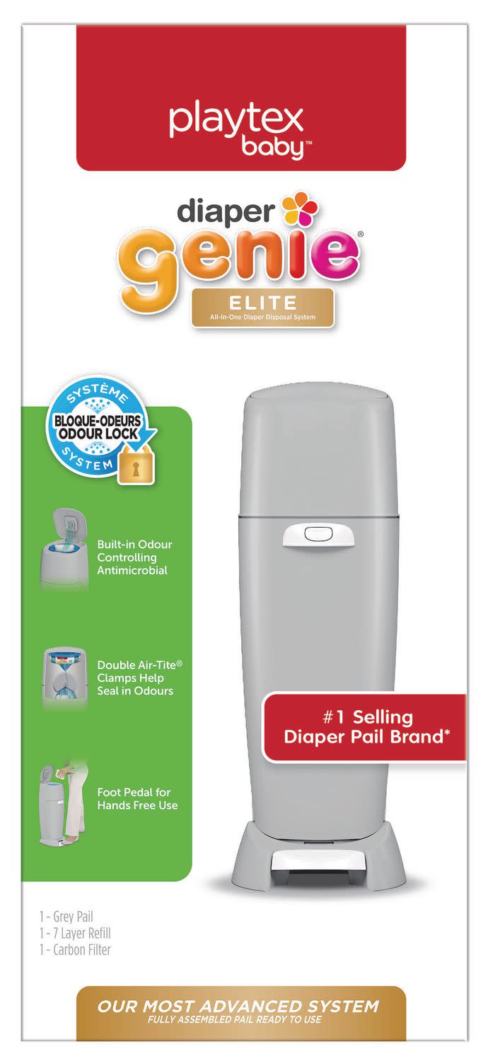 Playtex Baby Diaper Genie Elite Diaper Pail System with Front Tilt Pail for Easy Diaper Disposal 