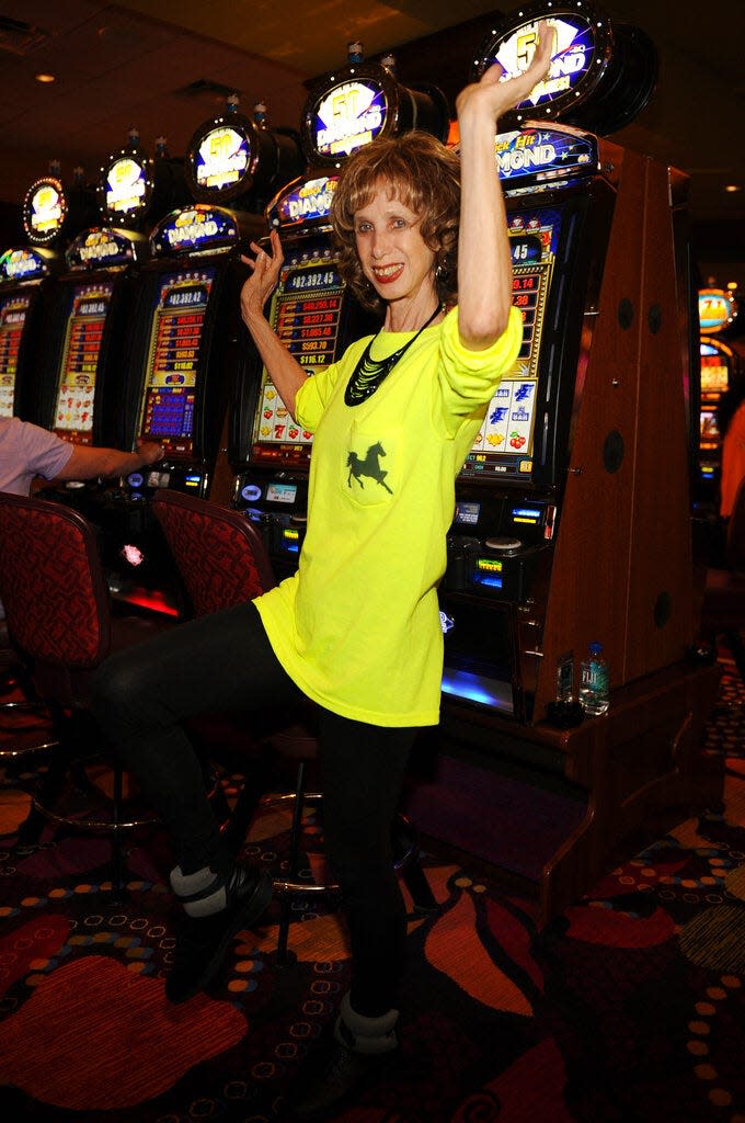Prancercise founder and internet sensation Joanna Rohrback demonstrates her “springy, rhythmic way of moving forward” at the Seminole Casino Coconut Creek on June 18, 2013 in Coconut Creek, Florida. (Photo by Jeff Daly/Invision/AP)