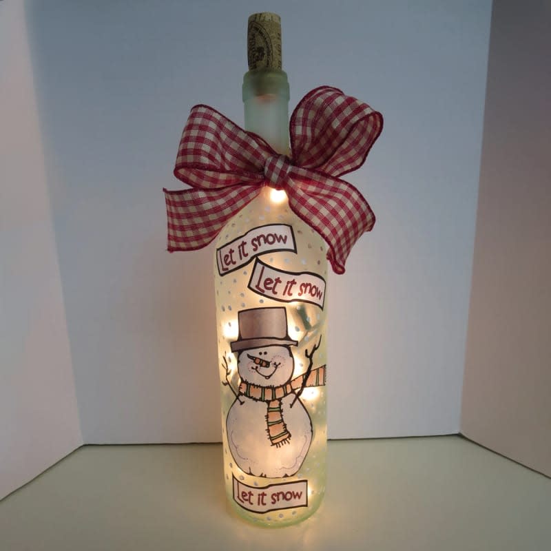 Christmas Snowman Bottle Light