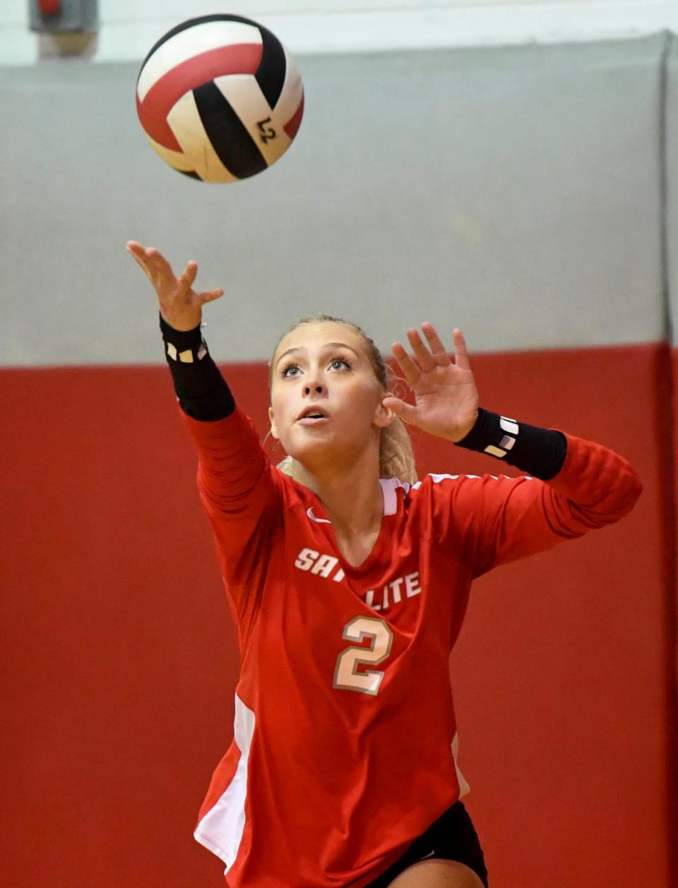 Brooke Burnley of Satellite serves the ball during Wednesday’s match against Bayside September 14, 2022. Craig Bailey/FLORIDA TODAY via USA TODAY NETWORK