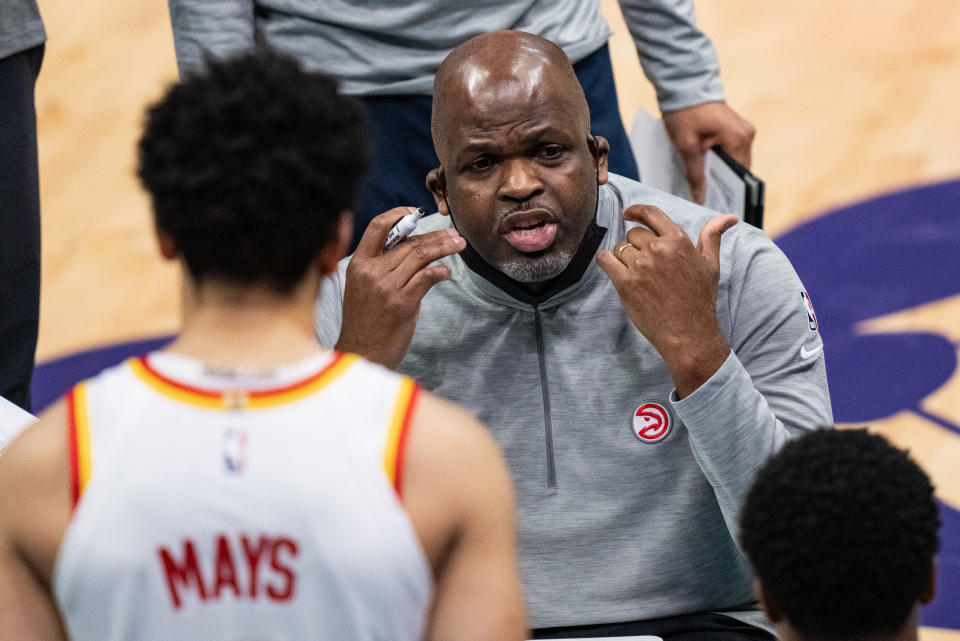 Atlanta Hawks interim head coach Nate McMillan took over a fractured, young team and turned them into an unlikely Eastern Conference finals participant. (Jacob Kupferman/Getty Images)