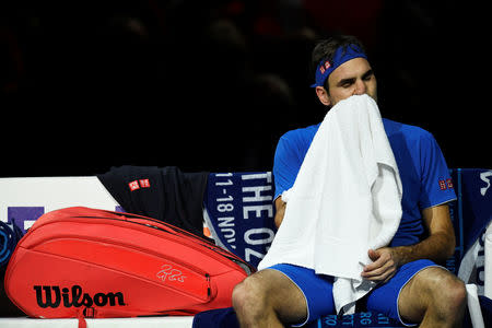 Tennis - ATP Finals - The O2, London, Britain - November 11, 2018 Switzerland's Roger Federer during his group stage match against Japan's Kei Nishikori Action Images via Reuters/Tony O'Brien