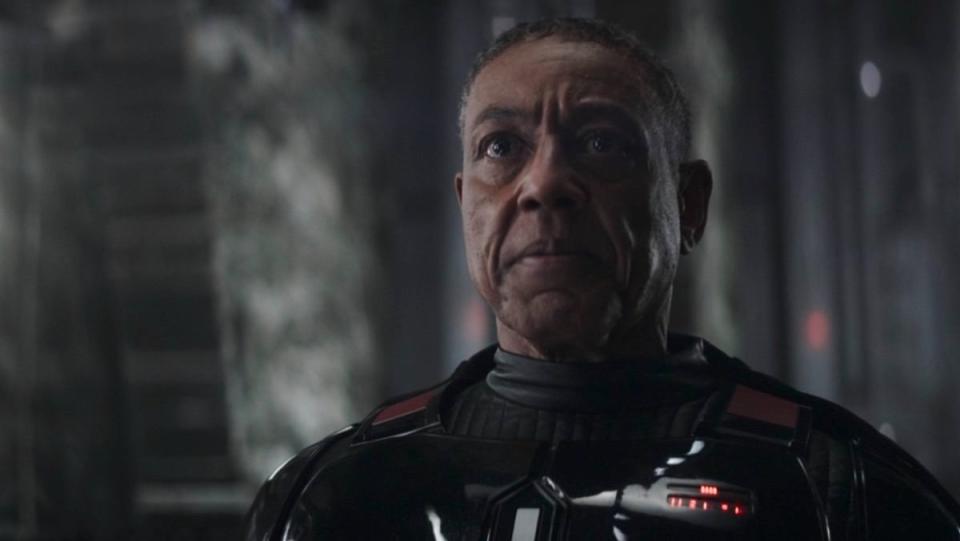 Moff Gideon looks angry without his helmet on The Mandalorian