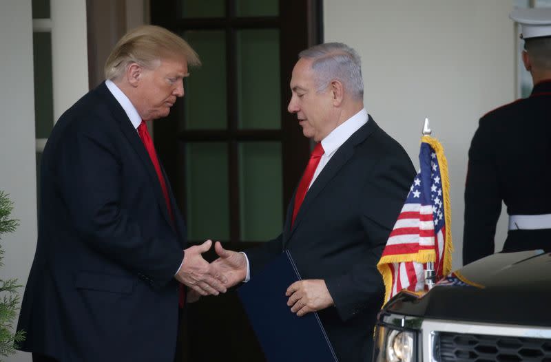 U.S. President Trump sees Israel's Prime Minister Netanyahu off from the White House in Washington, D.C.