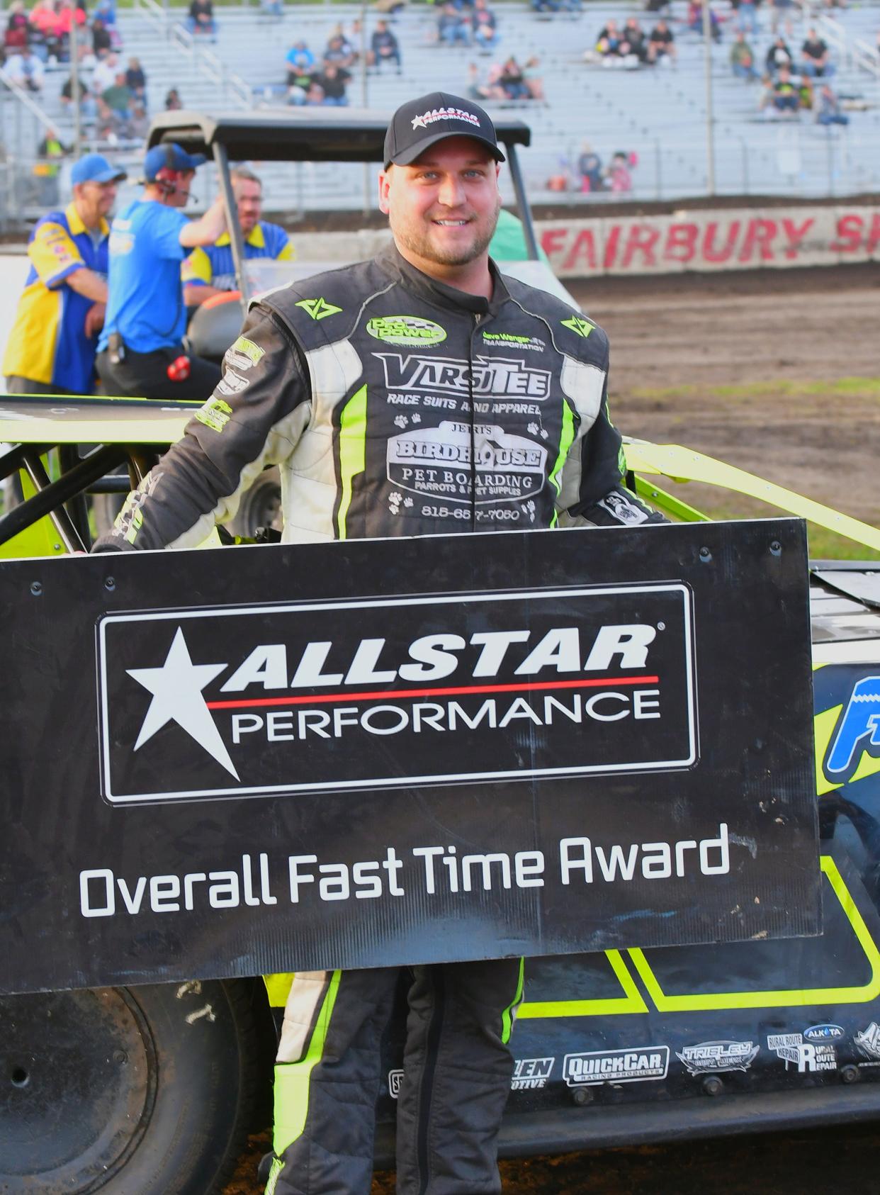 McKay Wenger took fast time honors during Fairbury Speedway's MARS Late Model series race last Saturday.