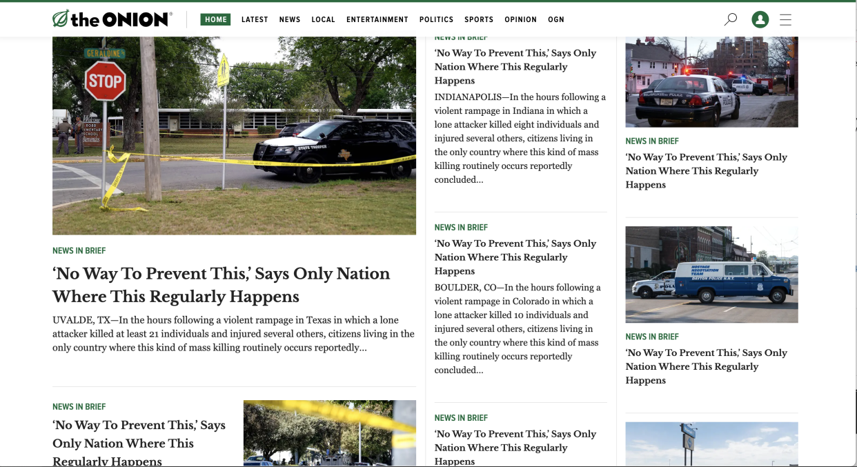 Screenshot from the Onion.