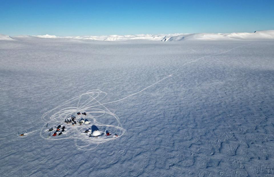 The Ice Memory drilling camp, where scientists found a pool of water 25 metres deep (Reuters)