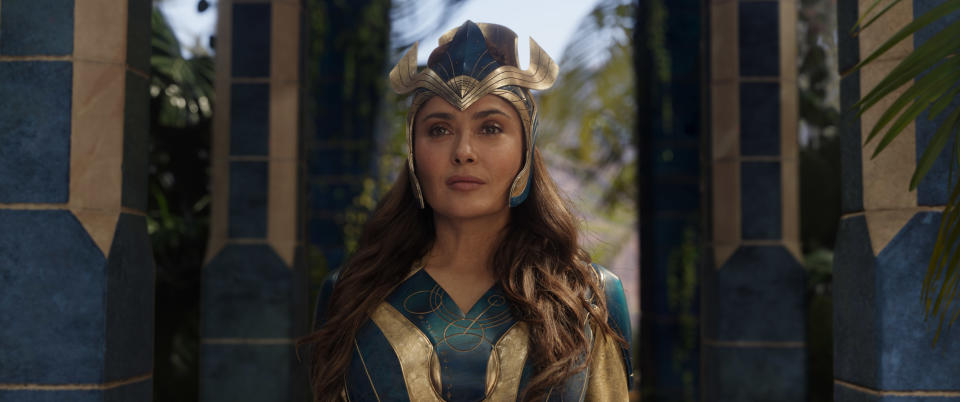 Ajak (Salma Hayek) in Marvel Studios' Eternals<span class="copyright">Courtesy of Marvel Studios—©Marvel Studios 2021. All Rights Reserved.</span>