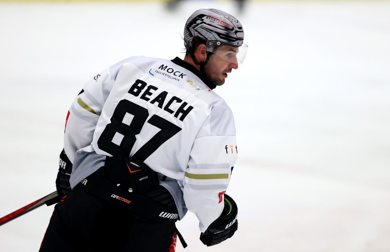 Kyle Beach, pictured with the TecArt Black Dragons Erfurt, settled his lawsuit against the Blackhawks on Wednesday.