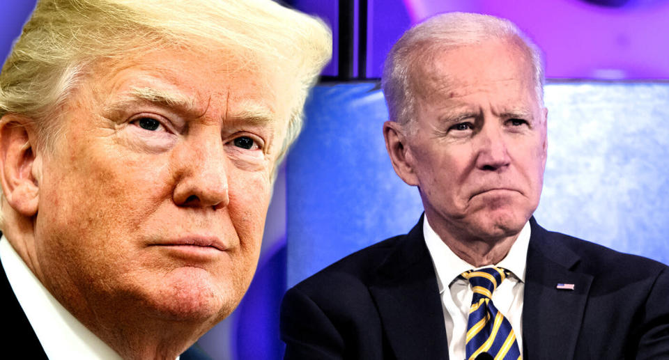 Donald Trump and Joe Biden. (Photo illustration: Yahoo News; photos: AP, Matt Rourke/AP)