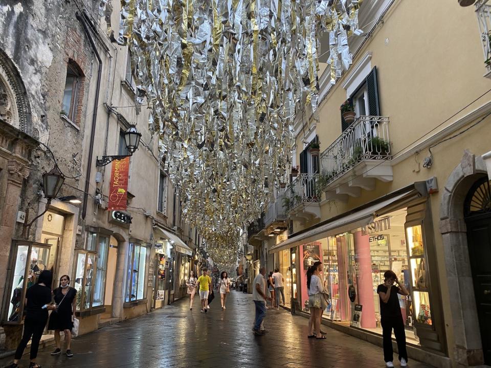 central Taormina's main street, Corso Umberto, in June 2021