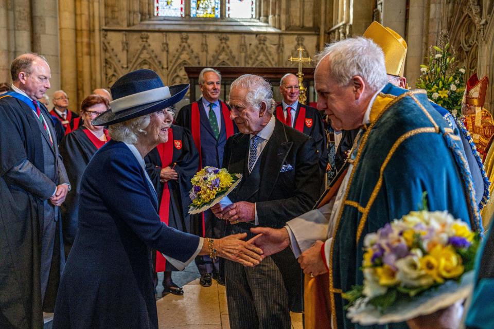 King Charles III and Queen Camilla attend the Royal Maundy Service (POOL/AFP via Getty Images)