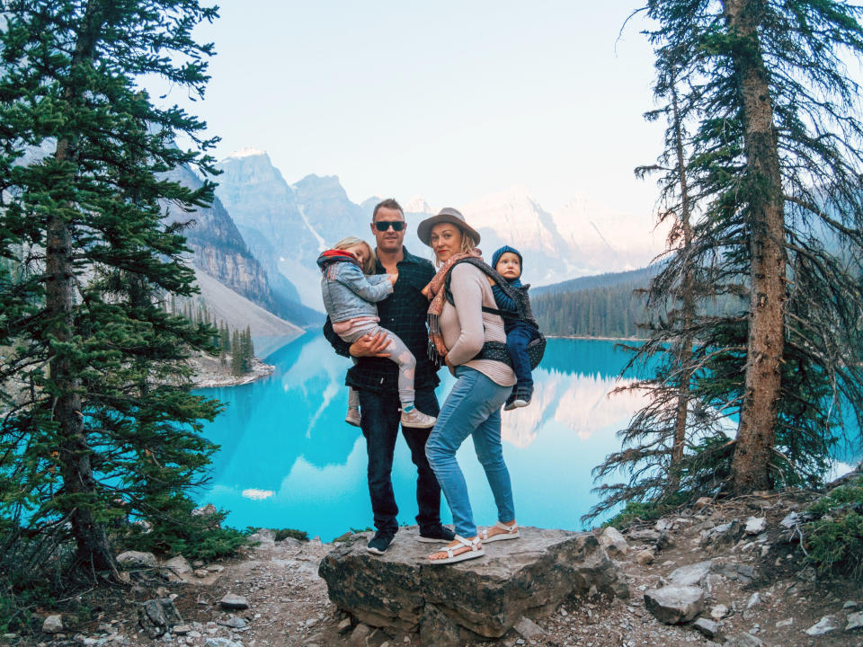 The family <span>at Lake Louise in Canada. </span>Photo: Caters News