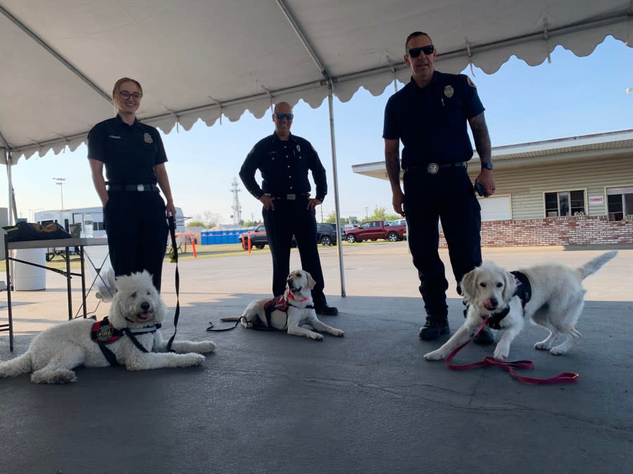 First-responder therapy dogs have been brought in to help “Park Fire” crews. (Cal Fire/Butte County Fire Department)